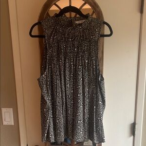 Nine West Black and Cream Patterned Blouse